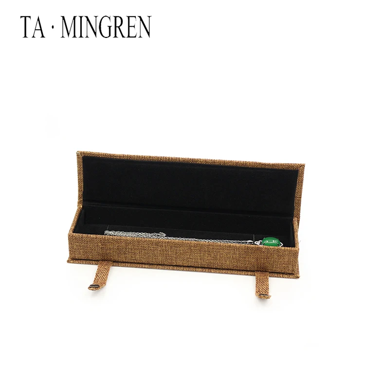 
Hot Sales Custom logo Decorative Linen Wooden Jewelry Ring Box 