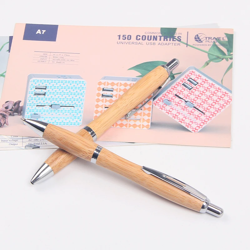 Promotional Customized Logo Eco-friendly Bamboo Ball Pen With Metal Clip New Gift pen