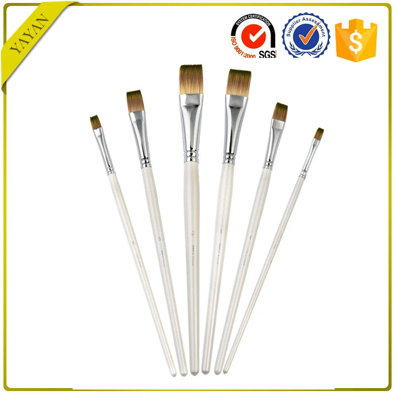 Customized Multi color Synthetic Hair Pearl White Short Birch Handle Paint Brushes Set For Gouache Acrylic Watercolor Painting