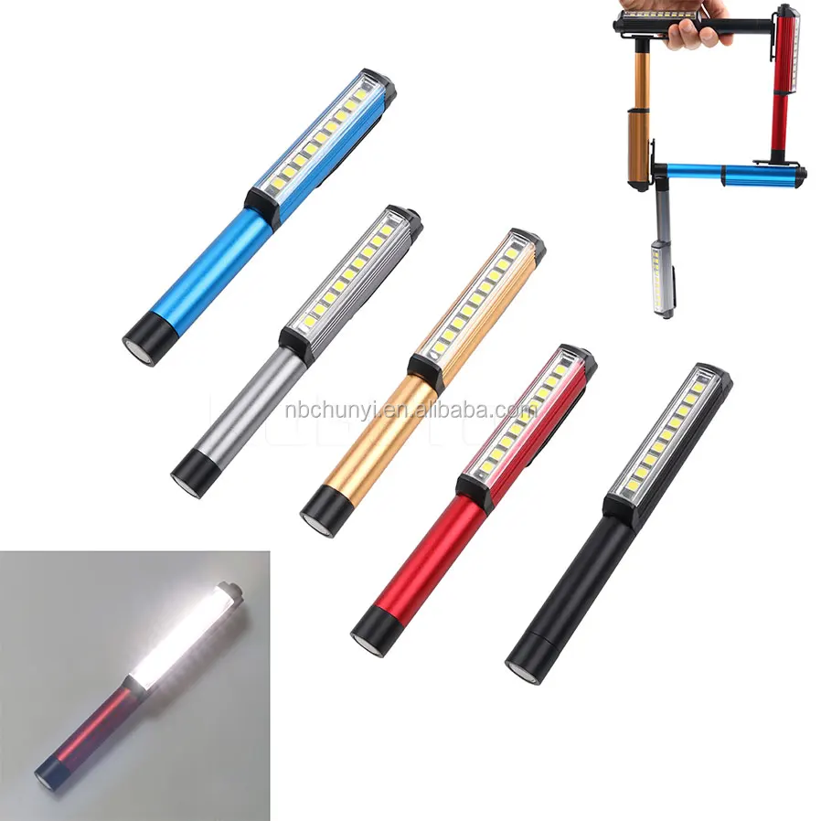 
magnetic work pen torch lightAluminum LED COB Pen Pocket Torch Light Magnetic Inspection Work Lbattery powered led work light 