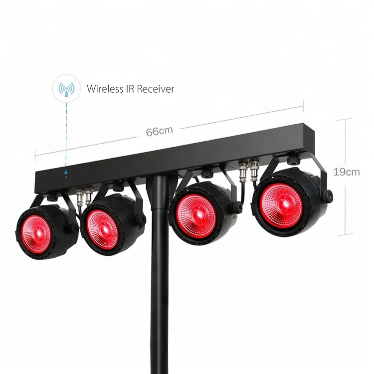 4x30W RGB 3in1 COB LED DJ Par Light Kit with Tripod Stand and Travel Bag