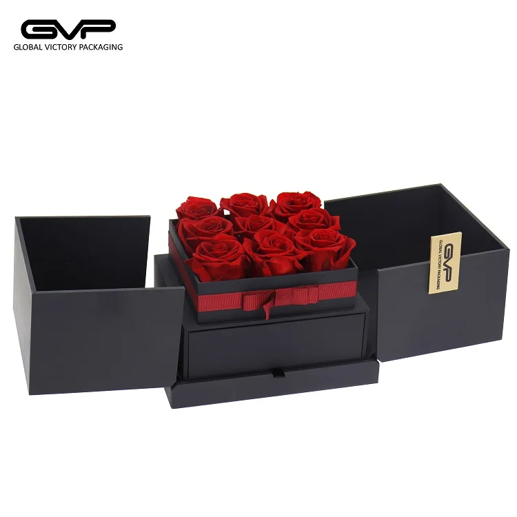 Factory Direct wood Flower Box Customized Everlasting Flower watch Box wedding Rose Gift Box