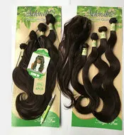 Hot selling synthetic hair extensions braids Brazilian body wave 4# free synthetic hair closure
