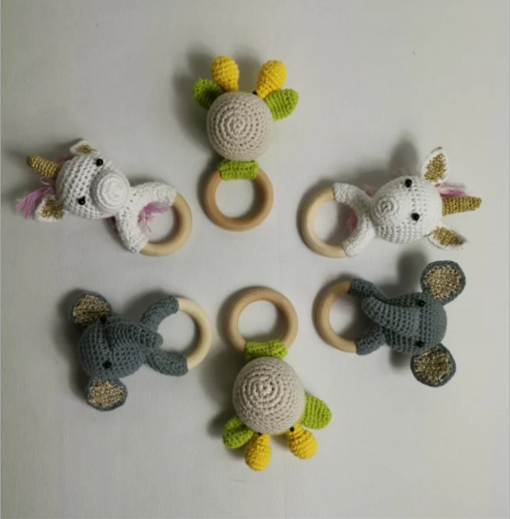 Hot sales unicorn rattle toy for baby pushcart or nursery crochet baby toys