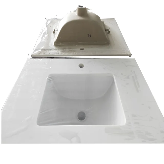 Quartz stone countertop and vanity top with undermount sink