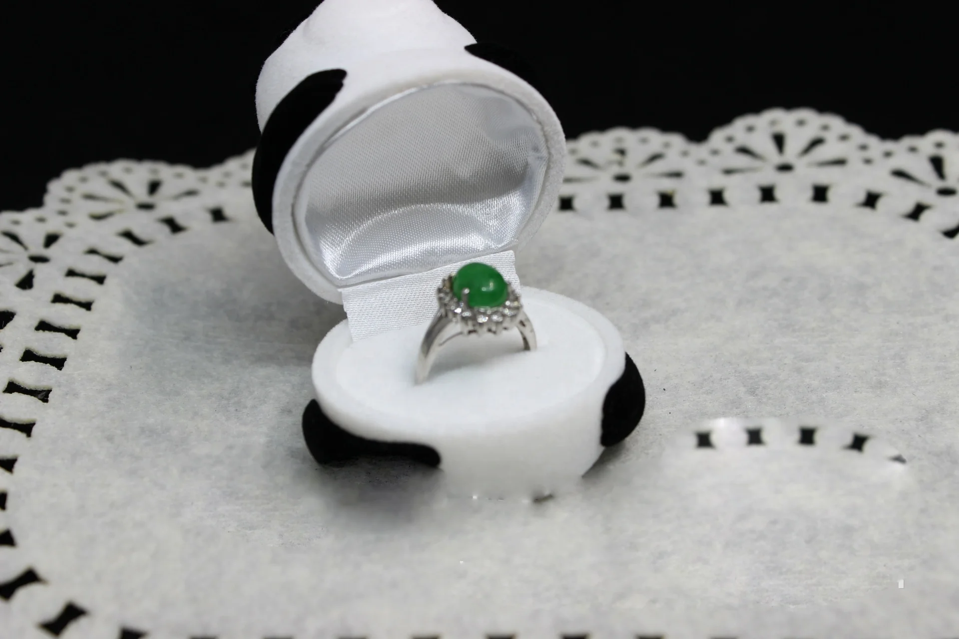 Wholesale Velvet Lovely Panda Bear Necklace Ring Earrings  Gift Jewelry Box