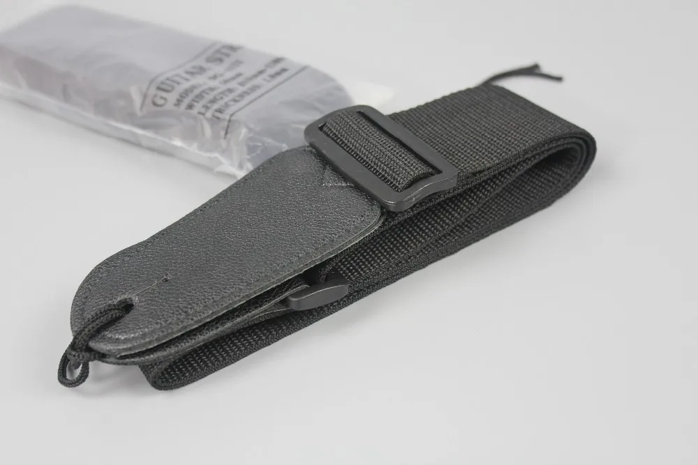Comfortable Adjustable Belt Woven Cotton Guitar Strap with Leather Ends