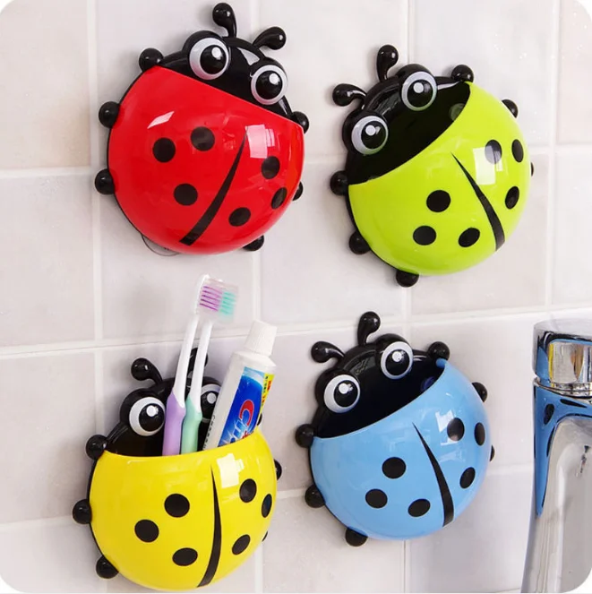 Cheap ladybug shaped kids toothbrush holder / Wall Mounted Bathroom Kids Toothbrush Cup / toothpaste Toothbrush Holder