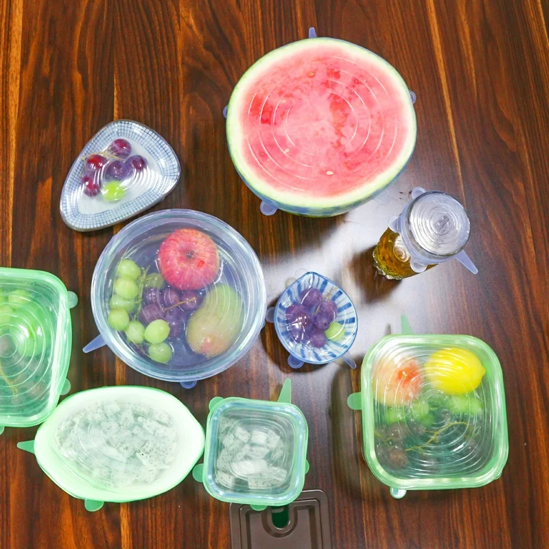 6 шт./упаковка, силиконовые растягивающиеся крышки