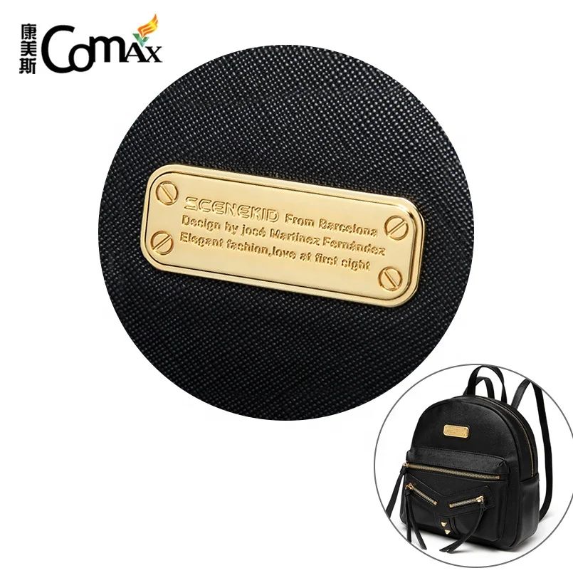 Custom Metal Plate with 4 Decorative Screws Gold Plated for Handbag