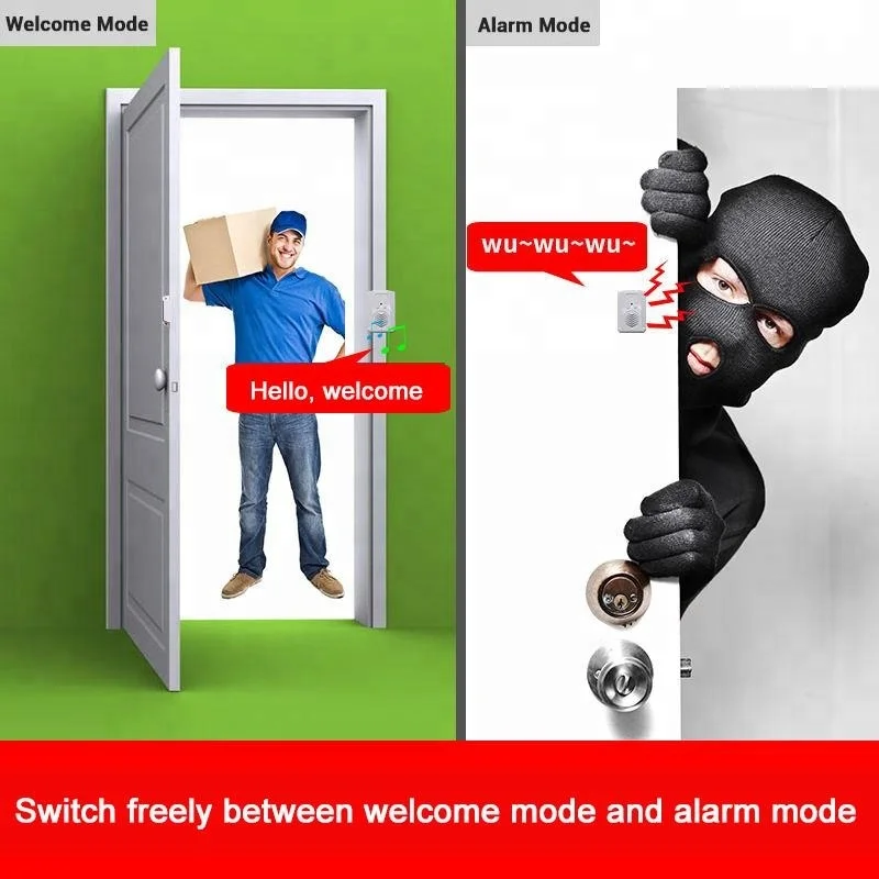 Battery Operated Loud Voice Warehouse Talking Door Bell Anti theft Magnetic Door Sensor Safety Alarm
