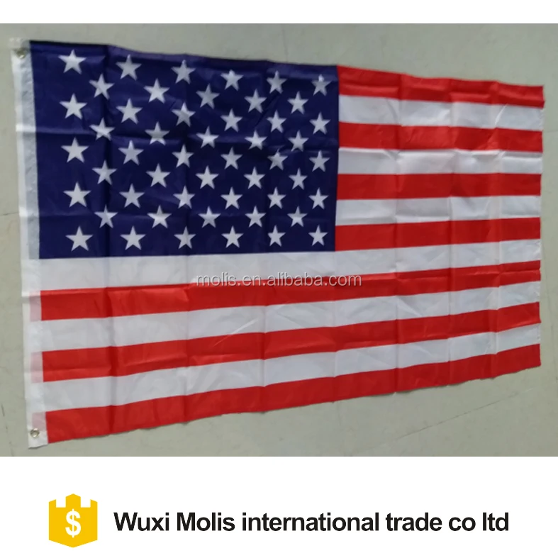 Cheap stock 100%polyester July fourth 3*5ft American US USA flag
