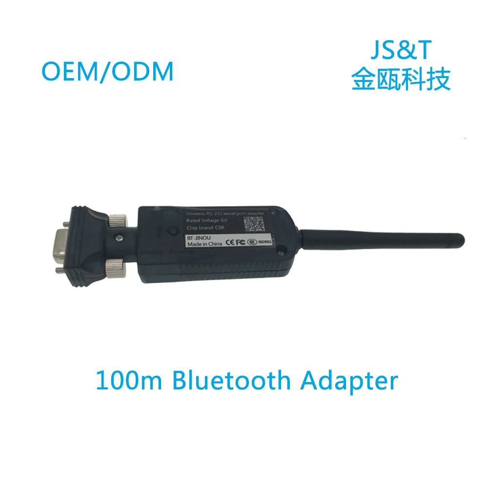 JINOU RS232 Bluetooth 3.0 Serial Adapter 100m with Class 1 External Antenna Wireless Long Range Data Transfer Serial Port