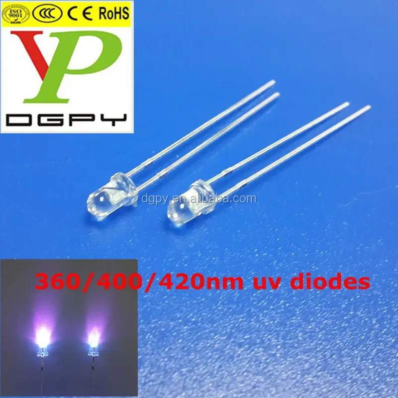 360/400/420 nm 3mm Round ultraviolet LED lamp UV LED diode