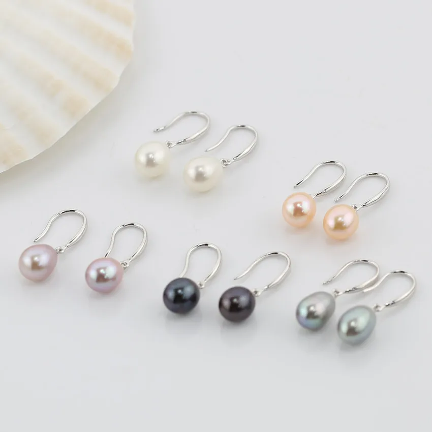 
925 sterling silver dangle dangling elegant white freshwater pearl earing designs for ladies 