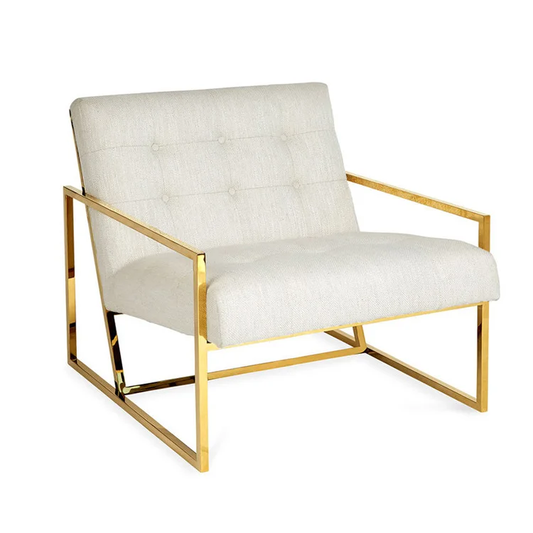 Wholesale of French modern armchairs with gold painted metal frames beige velvet sets living room wholesale