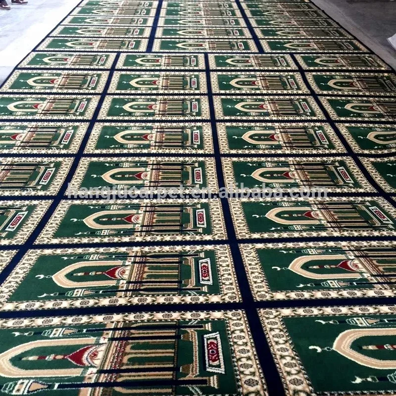 Top Quality 80% Wool 20% Nylon Muslim New Style Red Green Prayer Carpet for Mosque W-M77 Series New Design ShangHai HangJu