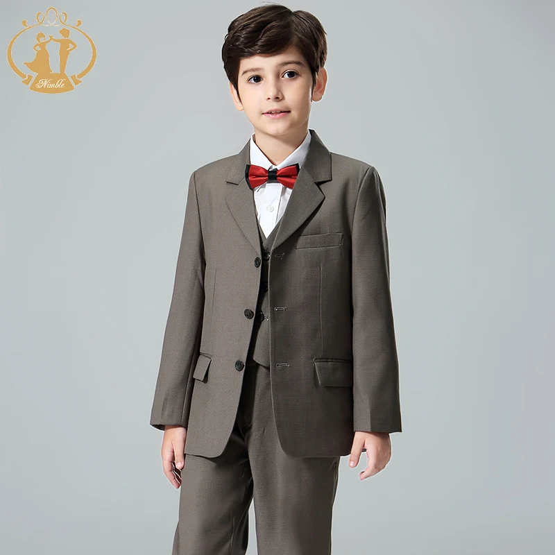 
Nimble Elegant Children Clothes Set 100% Polyester Kid Suit Costumes Brown Color Kids Boy Clothes Set 