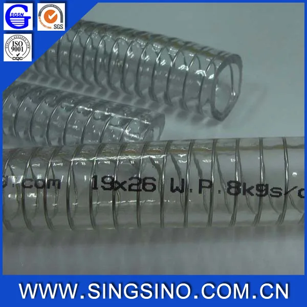 3/4' Inch Food Grade PVC Spring Hose, Transparent 3/4 PVC Steel Wire Reinforced Hose