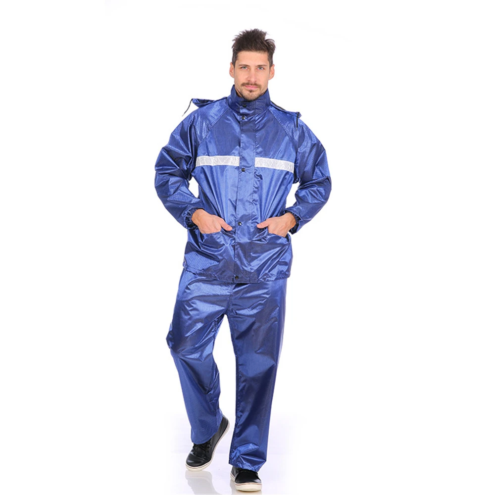 waterproof Breathable mesh cloth two layers durable for men Jacquard Fabric PVC rain suit jacket & trouser suit raincoat