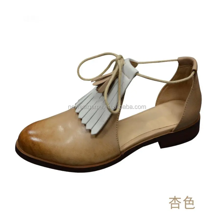 
Factory custom high-end brand casual Vintage gladiator shoes women sandals tassel genuine leather lady shoes 