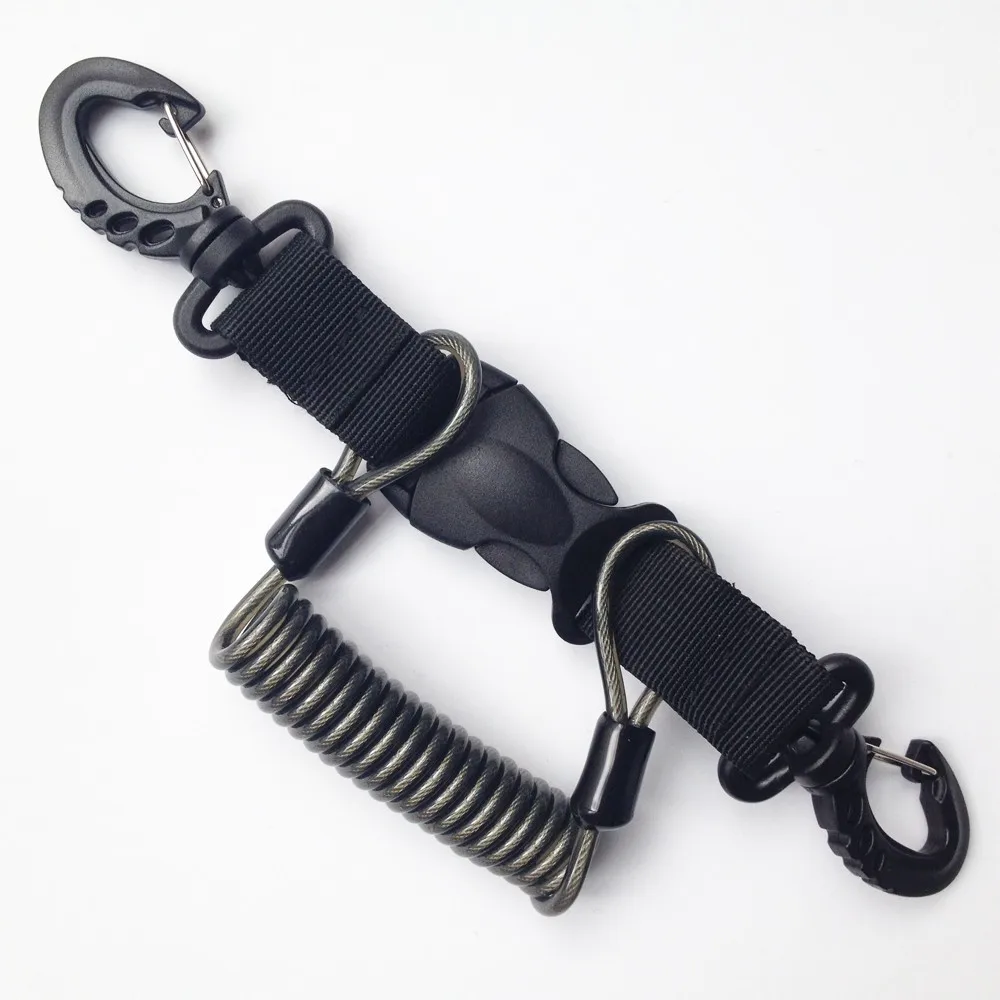 Durable Camera Coiled Dive Lanyard Extendable Strap Quick Release Buckle 
