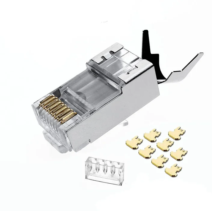 Network Cable Crimp Connector RJ45 Plug Shielded FTP 8P8C Cat6a Cat7 RJ45 Connector