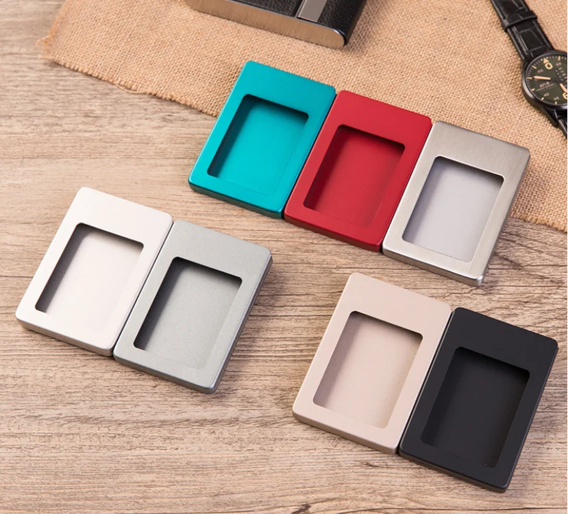 Wholesale newest men slim automatic sliding pop up money clip rfid ogon aluminum wallet