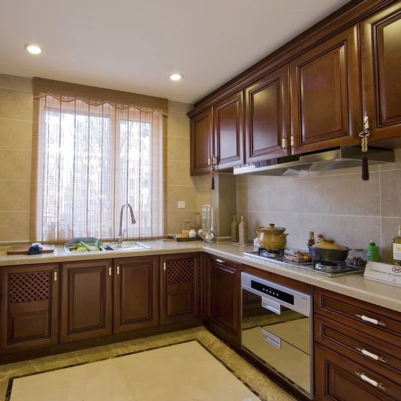 
Foshan factory wholesale low price solid wood kitchen cabinet set 
