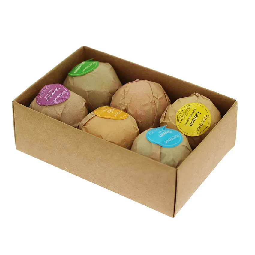Wholesale Hot Sale 6PCS Natural Ingredient Colorful Salts Ball SPA Moisturizing Fizzy Bath Bombs OEM