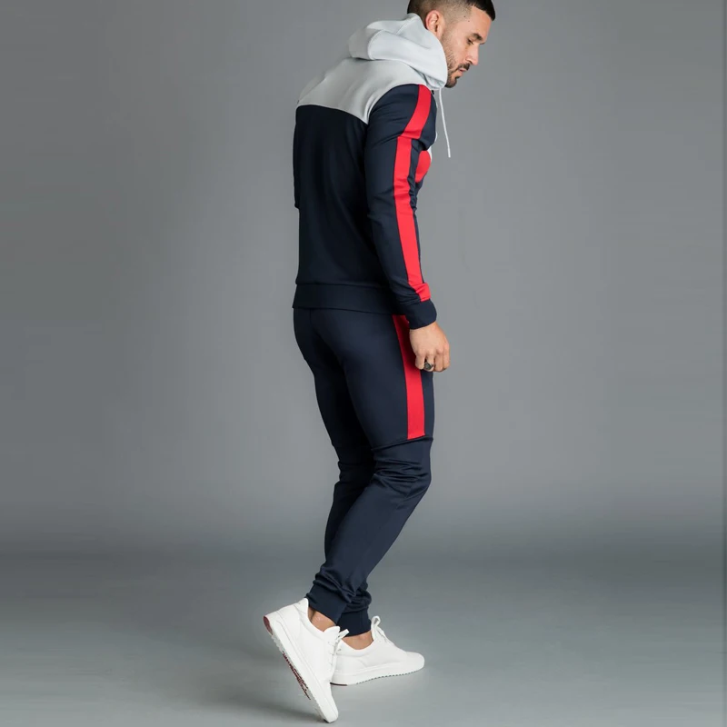 Mens Slim Fit Custom Fitted Plain Blank Tracksuits Wholesale Sports Wear Cheaper Sweat Wicking Training Tracksuits