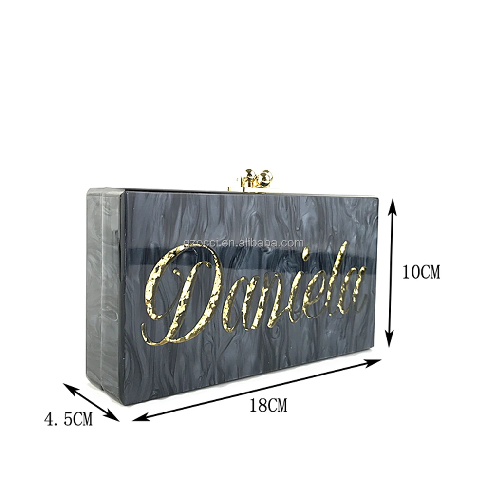 
New Design 2018 customized name acrylic box clutch evening bags OC3726 