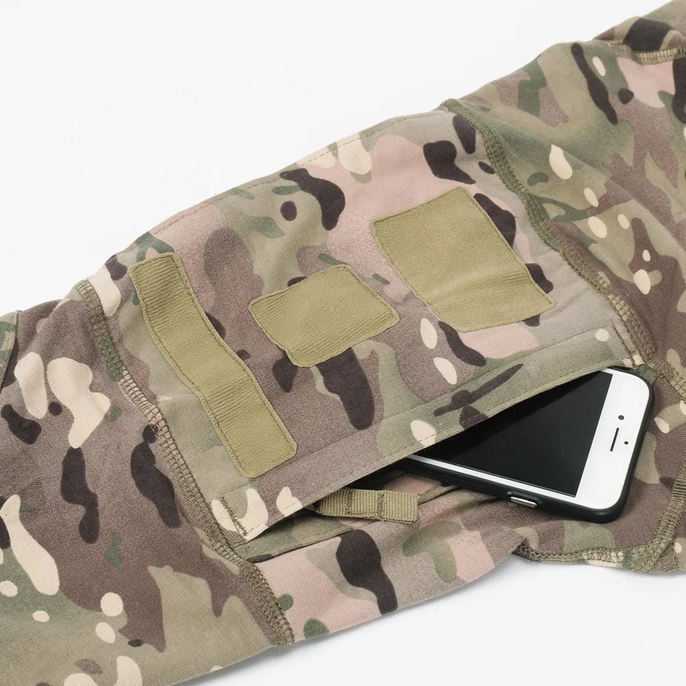 Tactical Camo Long Sleeve T Shirt Men Combat Shirt Camouflage Zip Tees