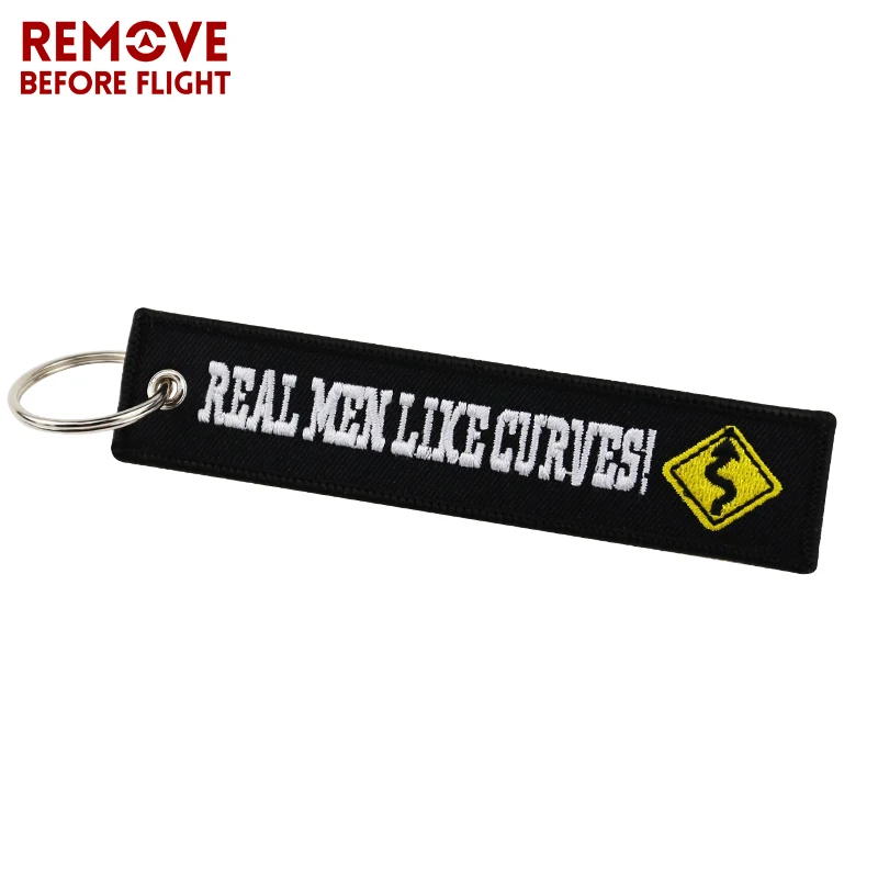 Key Chains Motorcycle Chain Keychain Bijoux for Cars Embroidery Real Men Like Curves Key Fobs Car Key Chain
