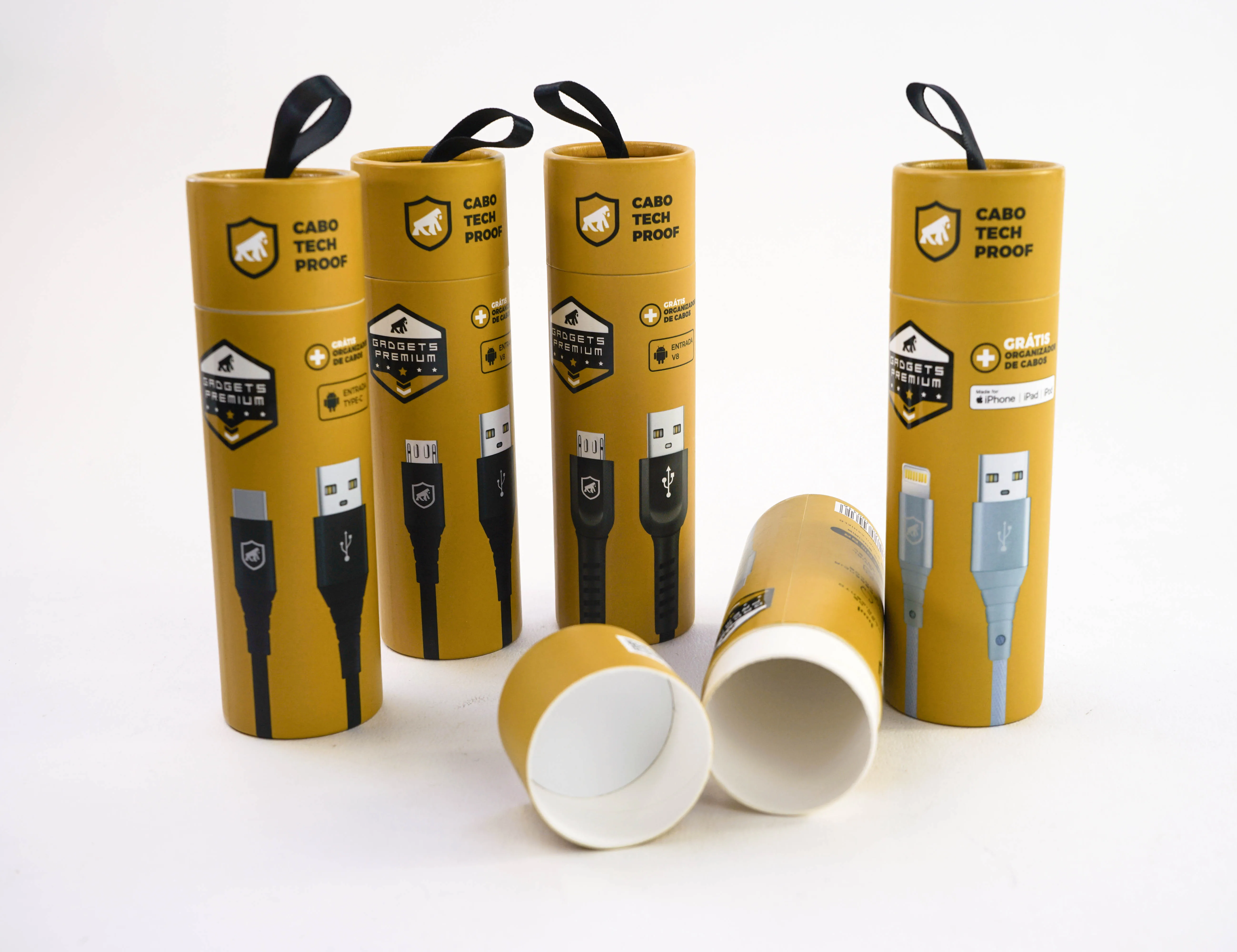 
Ribbon type cylinder electronic packaging box for USB cable 