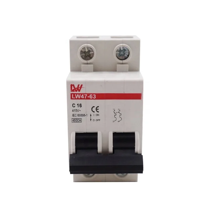 C45N Type Miniature Circuit Breaker MCB LW Brand  LW47-63 2P earth leakage circuit breaker