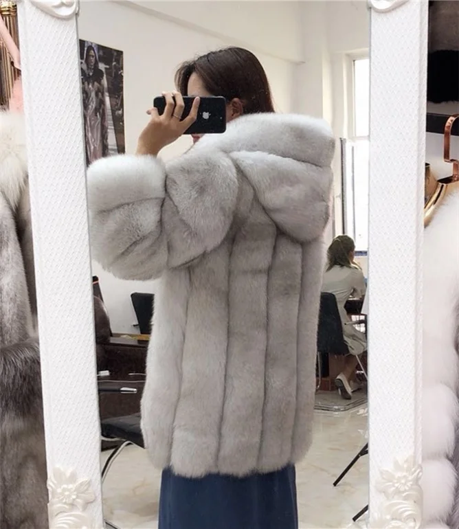 New Design winter Women colorful Mosaic fox Fur coat turkey fur coat