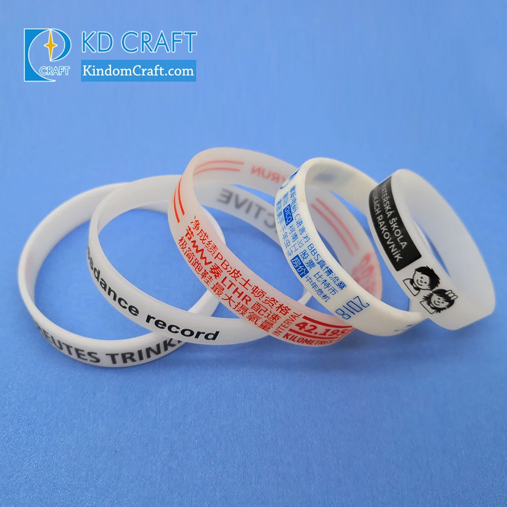 High quality no minimum personalized custom debossed logo color filled luminous glow silicone wristbands