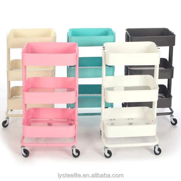 Pink 3 Tier Kitchen Trolley Cart Sewing Storage Ideas