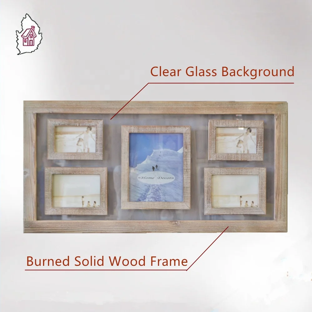 
Natural Wood and Glass Material Multiple Collage Photo Frames 