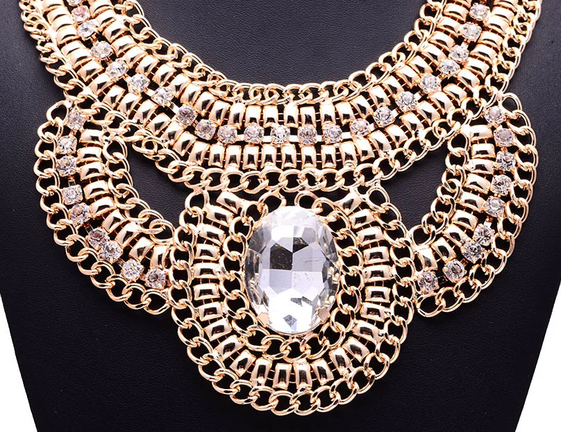 2018 Fashion Vintage Gold Egyptian Cleopatra Style Bold Snake Braided Chain Statement Bib Necklace