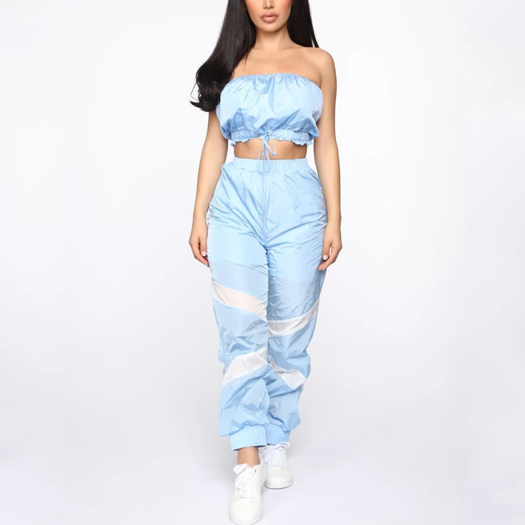 
OEM manufacture women newest fashion fast deliver nylon cargo pants custom windbreaker jogger windbreaker set 