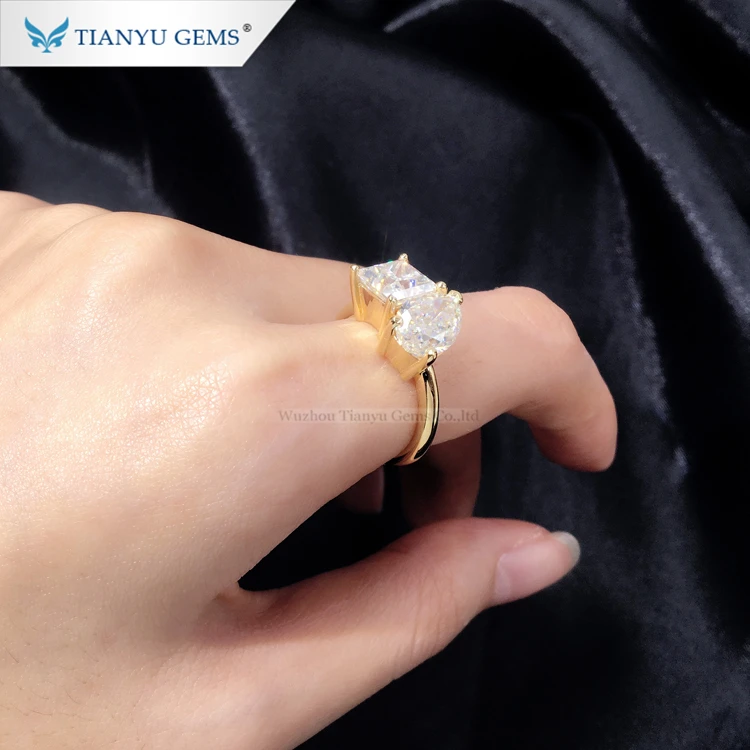 Tianyu Toi et moi 14k 18k custom american engagement pear shape princess cut white moissanite wedding solid gold rings for women