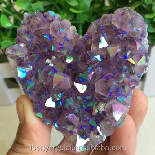 
Natural Angel Aura Quartz Heart Crystal Geodes Quartz Cluster Healing 