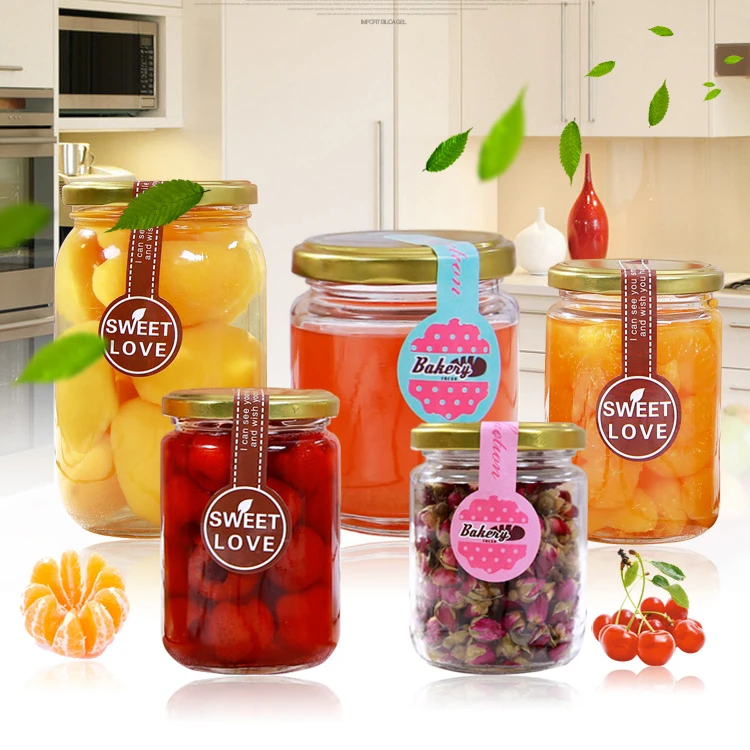 100ml 200ml 300ml 400ml 500ml Hermetic Food Glass Jar Wholesale , Empty Glass Jar for Jam Honey Pickle ...