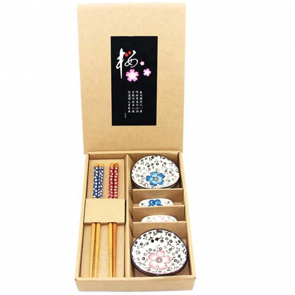 chopsticks and sauce plate bamboo sushi serving plate with gift box set