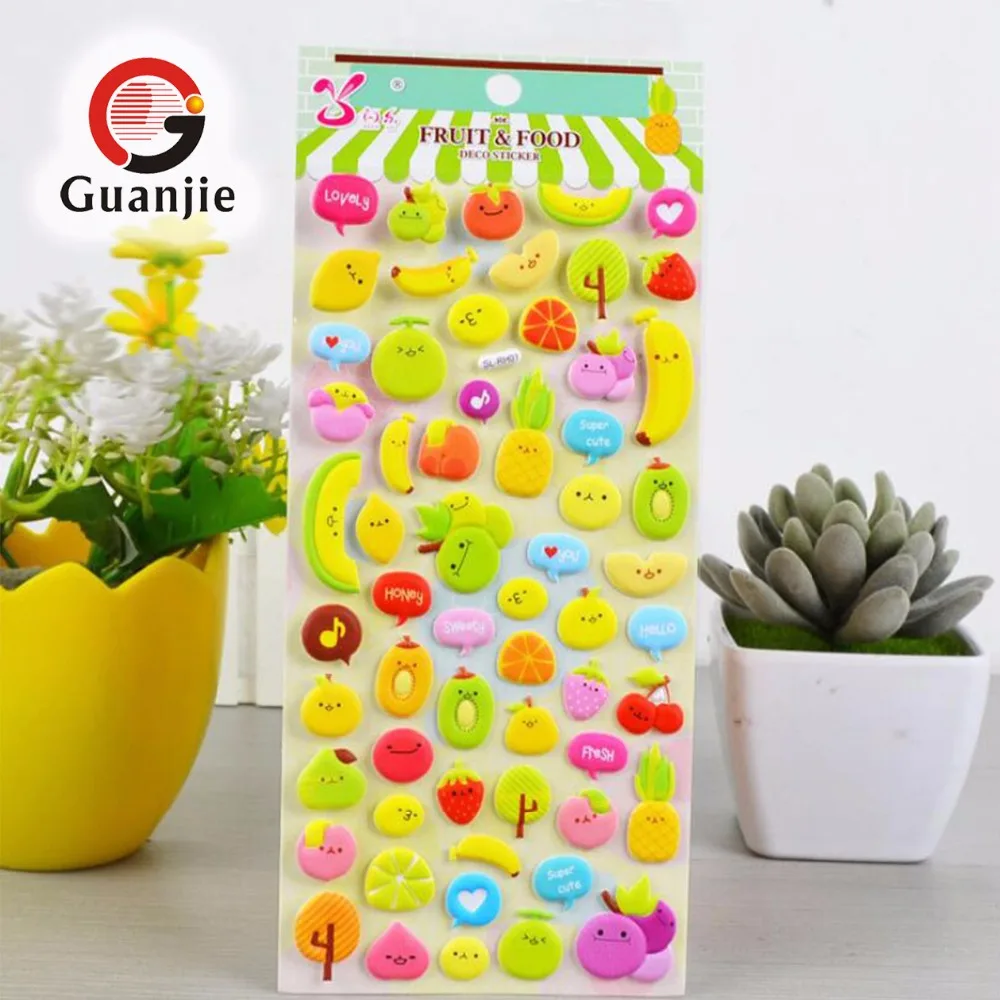 decorative fruits puffy sticker,foam sticker for kids