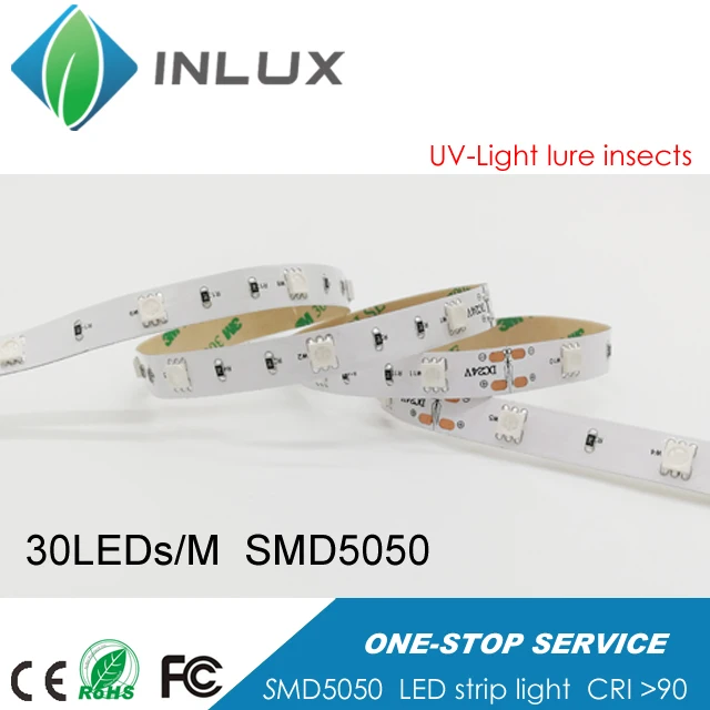 DC24V SMD5050 UV 365nm Ultra Violet Backlightnarrow beam angle diy diffuser flashing usb powered connectors  LED strip light