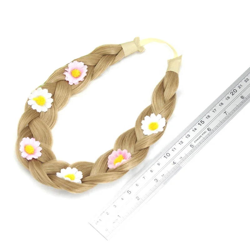 Fashion handmade hair accessories braid hairband with small flower for girls wigs headband