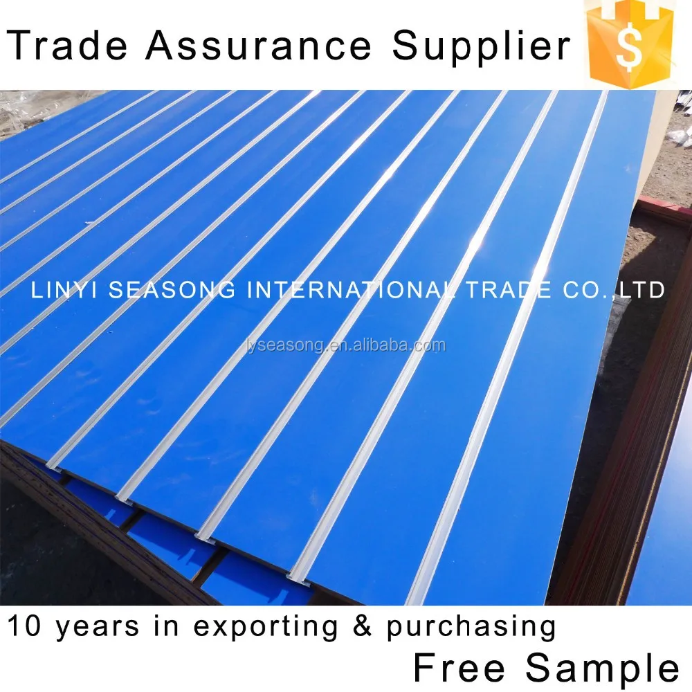 1220*2440mm white melamine MDF slot board with aluminum channel inserts